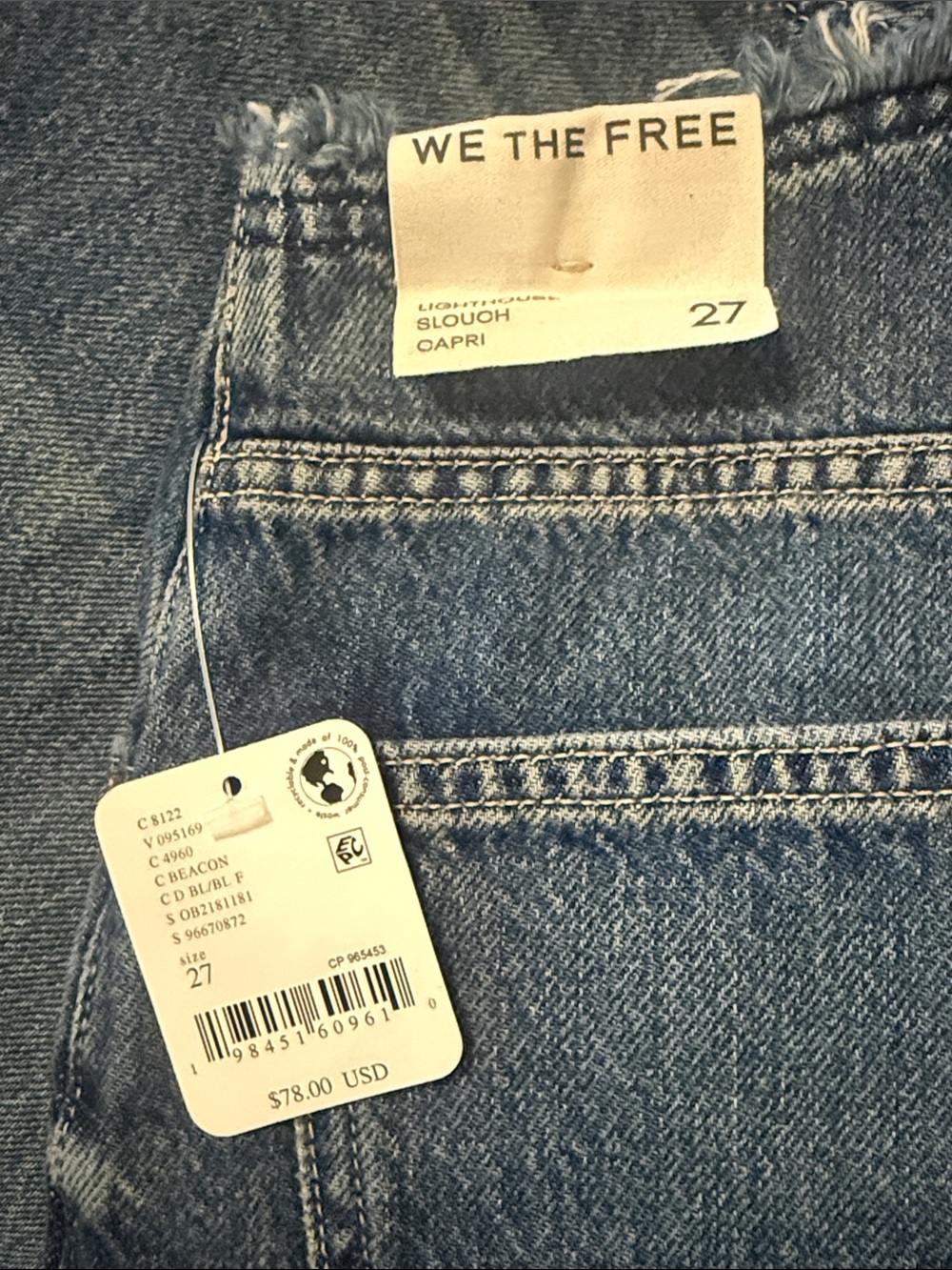 We The Free Light Blue Denim Slouch Capri Jeans